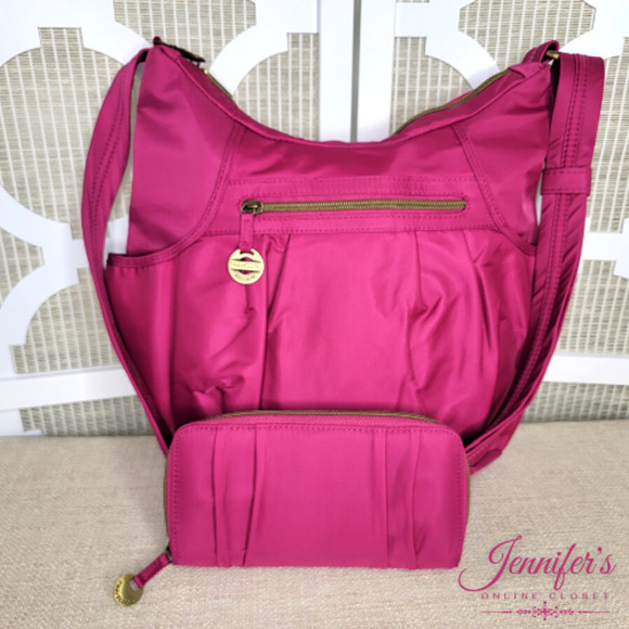 Travelon Handbags - Travelon Fuchsia Anti-Theft RFID Hobo Bag & Wallet